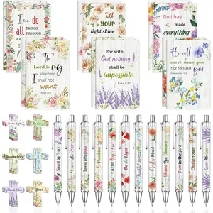 36 count Christian Bulk Gifts for Women Include 12 Mini  Verse Notepads, 12 Scripture Ballpoint Pens & 12  Cross Bookmarks, Cute Religious Notebooks Gifts Prizes Party Favors, 3.5"x5.5"