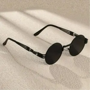 Vintage Round Frame Sunglasses, 1 Count Punk Style Sunglasses for Party, Fashionable Sunglasses for Men & Women, Trendy Vintage Sunglasses, Party Decoration Supplies