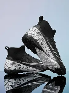 High-Top Youth Adult Unisex Soccer Training Shoes Football Cleats, Textile Upper, Comfortable Inner Lining, Anti-Slip Sole, Sporty Style, All Seasons