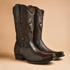 CUADRA MENS BROWN LEATHER ENGRAVED BOOT CU347