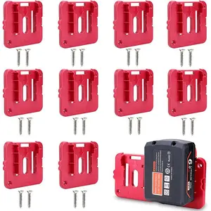 Battery Holder, 10pcs/set Wall Mount Battery Storage Rack, Battery Holder, Storage Holder, Cordless Tool Organizer for Work Van, Shelf, Toolbox, Compatible with Milwaukee M18 18 Volt Battery