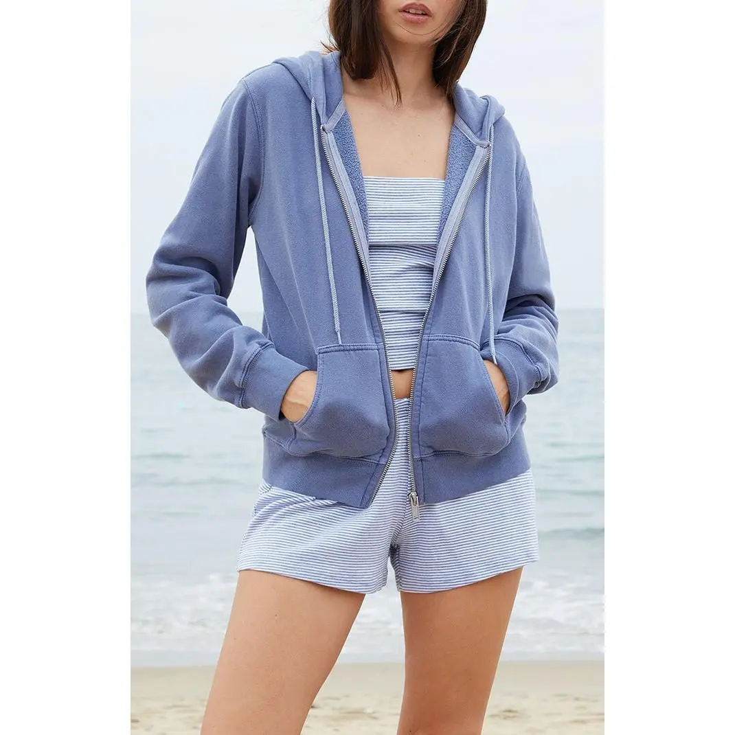 John Galt Women's Light Blue Christy Zip Up Hoodie