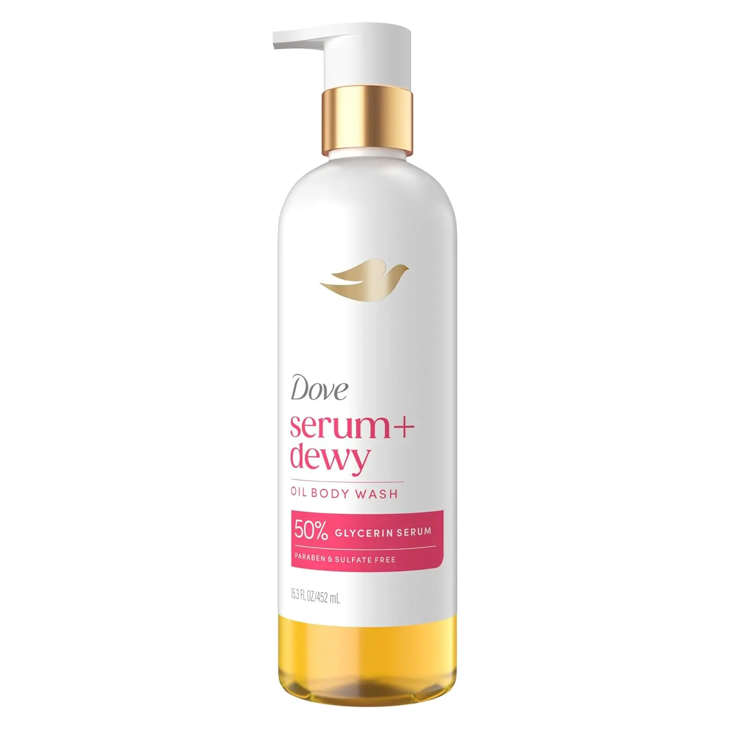 Dove Serum+ Shower Oil Body Wash with Glycerin - Gentle Daily Hydrating Moisturizer for Radiant Skin, Coconut & Geranium Aroma Scented Body Care Product, 15.3 fl oz