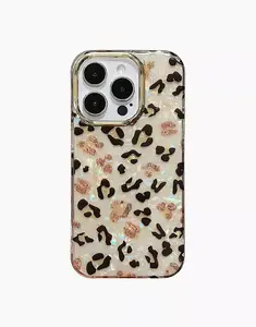 New Leopard print Shockproof Metal frame Matte Phone Case For iPhone 11 12 13 14 15 16 Pro Max 14 15 16 plus 11 Pro IMD Hard Cover