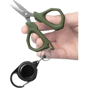 4.6" Fishing Scissors,Fishing Line Cutter for Braided Fishing Line,Fishing Gear with Tool Retractor,Non-Slip Grip Small Scissors for Saltwater