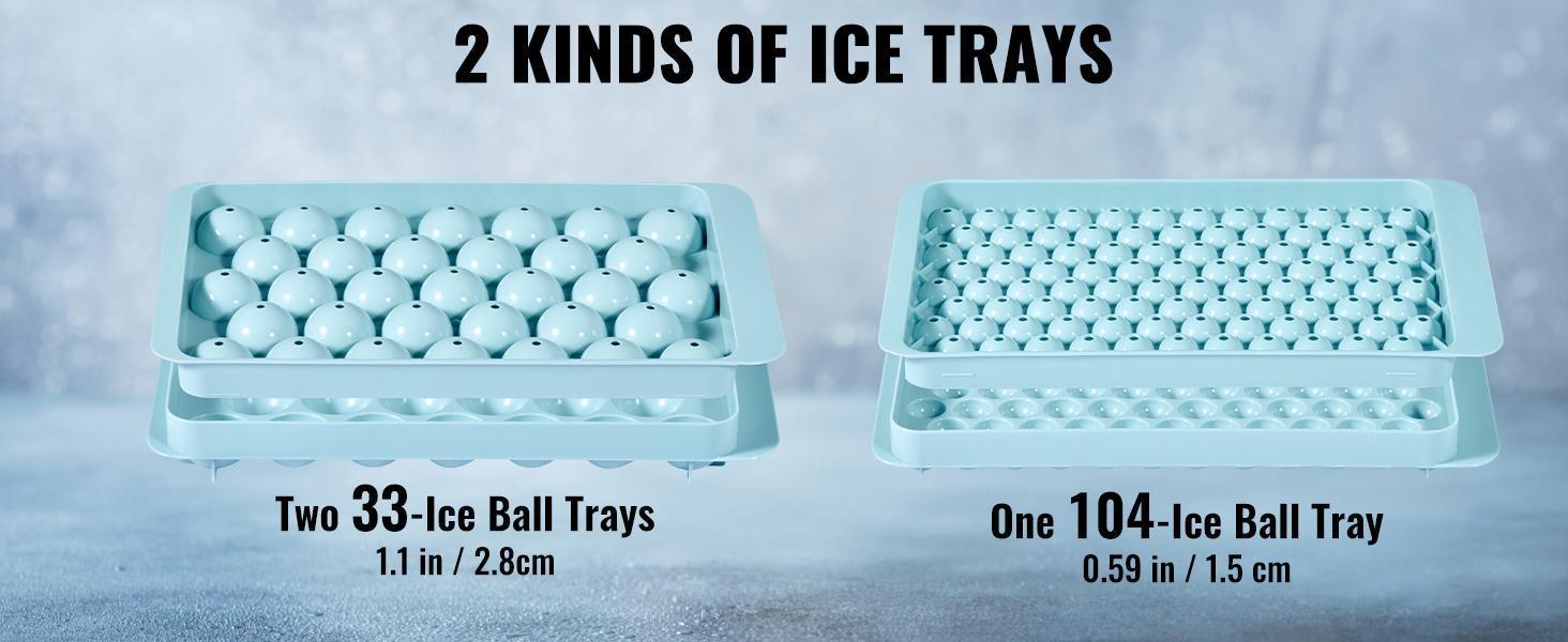 【Summervibes】VEVOR Ice Cube Tray, TikTokShopBlackFriday, Round Ice Ball Maker for Freezer, 2x33pcs & 1x104pcs Ice Balls, Sphere Ice Cube Making 170pcs Small Ice Chilling Cocktail Whiskey Tea Coffee, 3Pack Ice trays & Ice Bin & Scoop 【Summervibes】VEVOR Ice Cube Tray, TikTokShopBlackFriday, Round Ice Ball Maker for Freezer, 2x33pcs & 1x104pcs Ice Balls, Sphere Ice Cube Making 170pcs Small Ice Chilling Cocktail Whiskey Tea Coffee, 3Pack Ice trays & Ice Bin & Scoop
