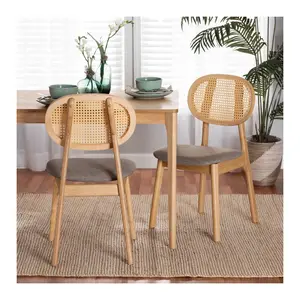 Baxton Studio Darrion Fabric and Wood Dining Chair Set of 2