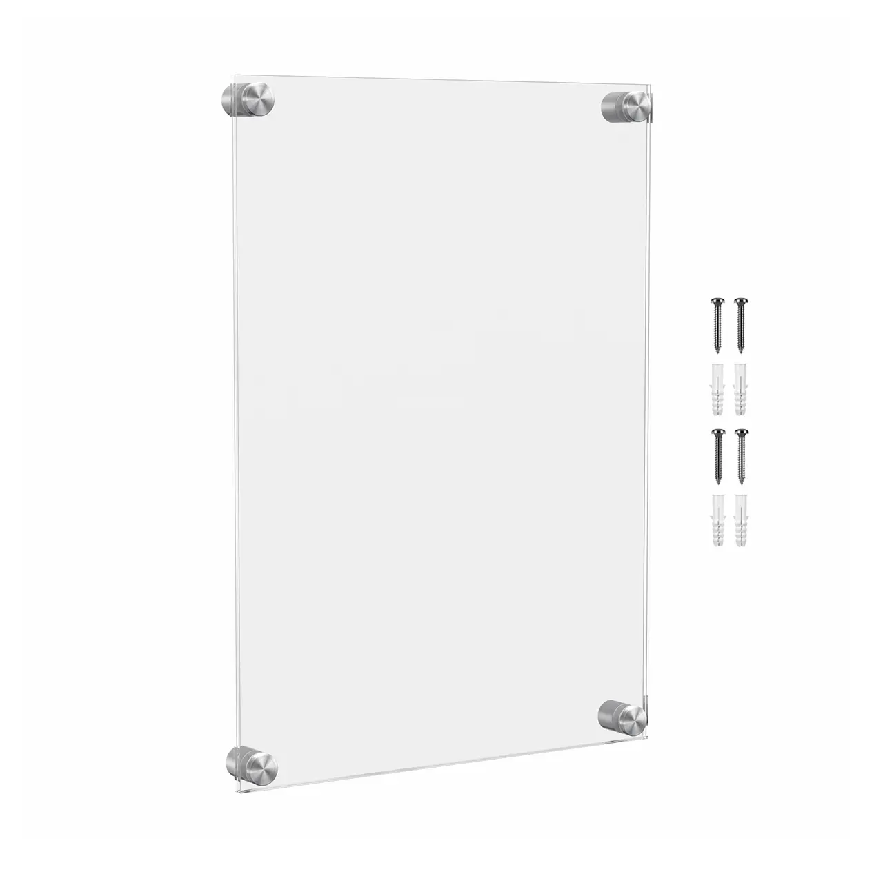Wall Poster Holder Floating Clear Acrylic Graphic Image Display Holds 11 x 17 with Silver Standoffs Overall Dimensions 15" x 21" x 1.5" Large Certificate Display by 321 Plastics