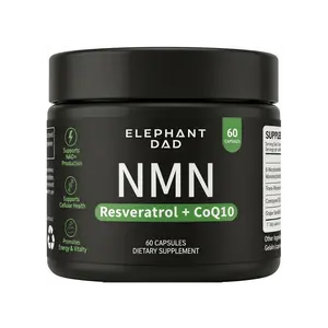 NMN Supplement with Resveratrol & CoQ10 by Elephant Dad - NAD Plus Booster for Cellular Energy & Mitochondrial Support - Anti Aging NAD Supplement for Men & Women - 60 Capsules