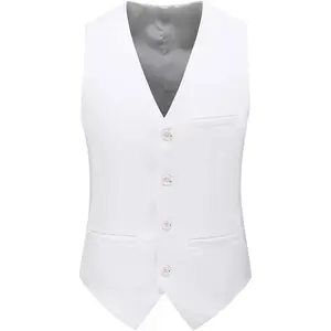 Mens Suit Vest Slim Fit Formal Dress Casual Waistcoat Four Buttons Tuxedo Suit Vest