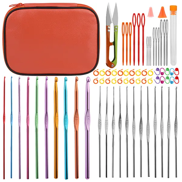 96-PCS Crochet Tool Set Crochet Supplies  Crochet Set with Storage Case  Reusable Crochet Tool Set  Multifunctional Portable Crochet Set  Suitable for Beginners and Professional Crocheters