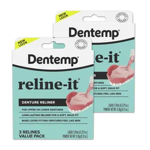 Denture Reline Kit Value Pack - Advanced Formula Reline It Denture Reliner - Denture Kit to Refit and Tighten Dentures for Both Upper & Lower Denture (2 Pack (6 Relines))