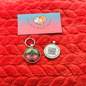 Cherry Pet QR ID Tag - Unique Design with QR Code for Easy Identification - Perfect for Pets