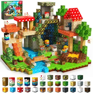Magnetic Blocks-200PCS Mine Adventure Series,STEM Montessori Sensory Toys for Kids Boys Girls，Valentine's Day Gifts, Boyfriend Gifts Outdoorfun minecraft magnetic blocks, Magnetic Building Tiles, Creative Building Block