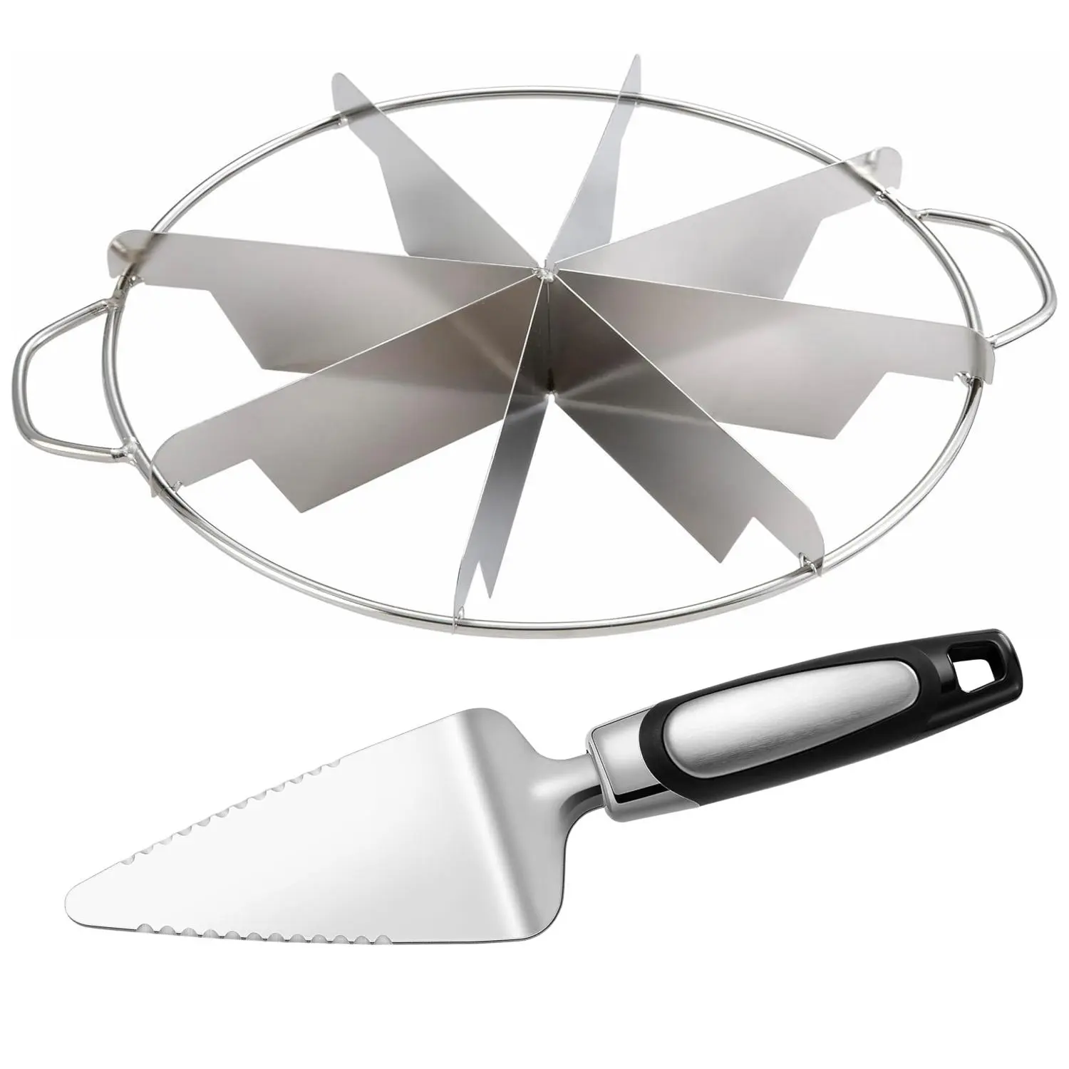 Stainless Steel 2-Piece Cake Slicer & Cutter Tool Set - Serrated Knife, Pie Server, Rust-Resistant, Precise Cutting for Home Baking, Parties