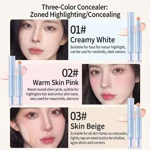 Dual-effect Concealer & Foundation Eye Concealer - 24-hour long-lasting, high-coverage flawless complexion. Covers acne marks, sculpts the nose, and nourishes the skin. Three-color