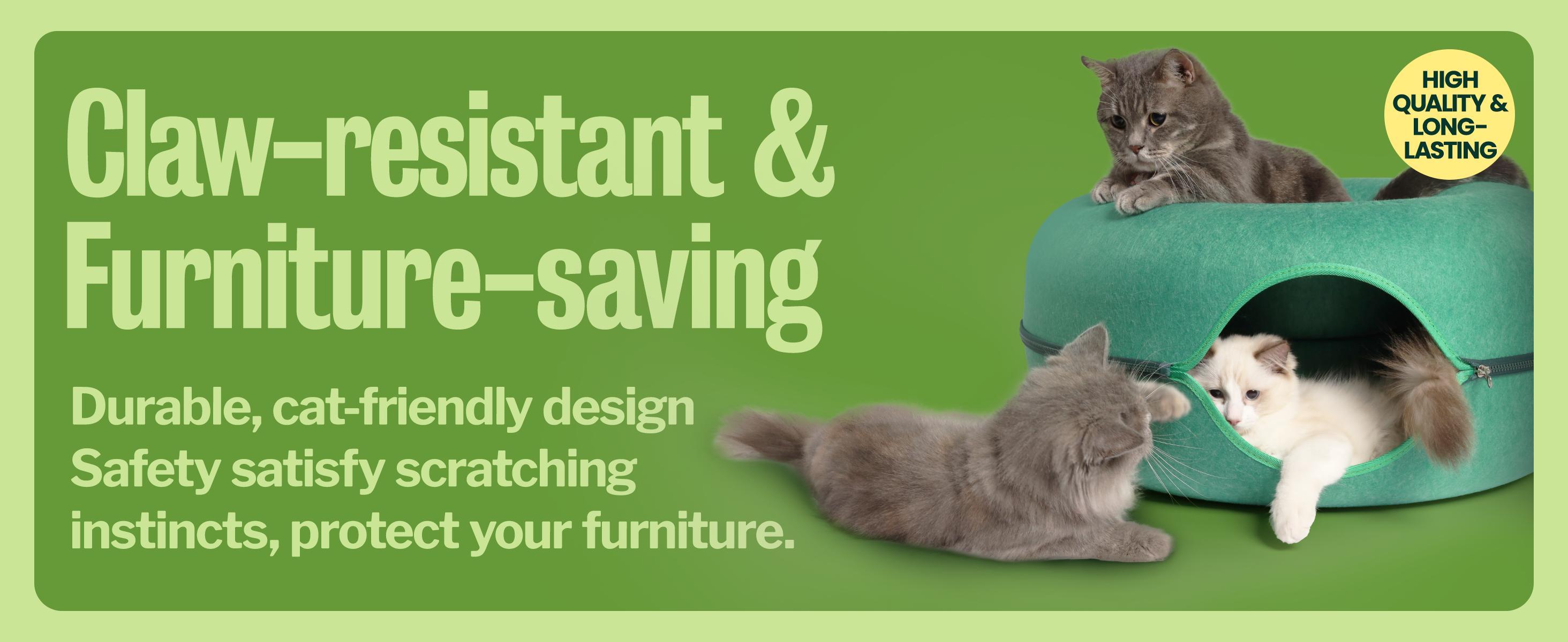 CATTASAURUS Peekaboo Cat Cave for Multiple & Large Cats Up to 30-45 Lbs, Scratch Detachable & Washable Tunnel Bed, Comfy Donut Cat Cave