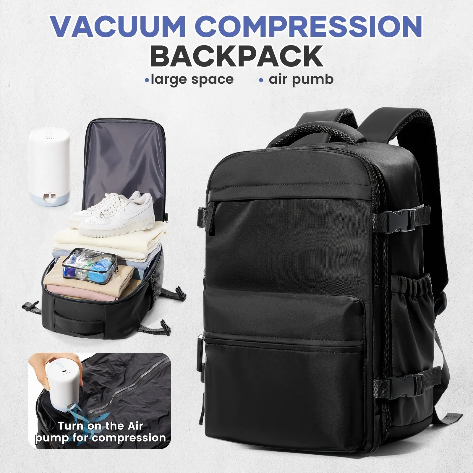 Vacuum Backpack Travel Compression Bag with Air Pump for Carry-On Luggage Air Rucksack Sealed Backpacks