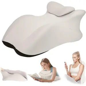 Adult Ergonomic Wedge Prone Pillow, Bed Pillow for Sitting Up, Back, Neck, and Leg Pain Relief, Anti Snoring, for Massage, Reading, Sleeping, with Removable Washable Cover, Grey
