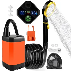 Portable Electric Shower, 1 Set Outdoor Camping Shower, Waterproof Shower Pump with Digital Display for Camping Hiking Backpacking Travel Beach, Camping Gear