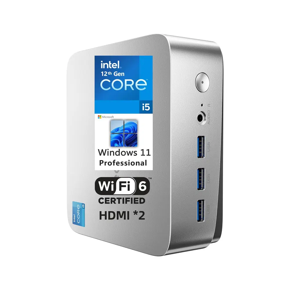 Leaderhub LP5C Mini Gaming PC, i5-12450HX (Beat 5825U/5600U) Mini Desktop Computer 16GB DDR4, 512GB SSD, 11 Pro, Dual 4K HDMI, 5X USB 3.2, WiFi 6, BT 5.2, 1000M LAN