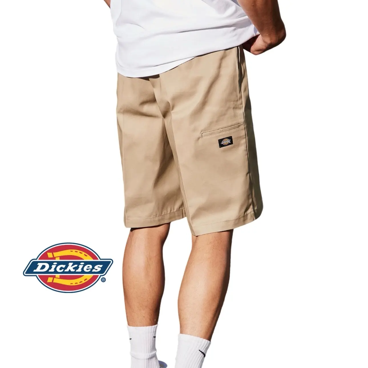 Dickies Loose Fit Cell Phone Pocket 13' Shorts-Menswear Classic Pocket Casual, Belt, Fabric, Plain, Baggy, Long, Casual Streetwear Shorts, Knee-Length Cut, Cold Wash, Loose-Fitting, Oversized, Heavyweight Twill, Long Tunnel Loops, 8.5Oz, Rightleg Storage,