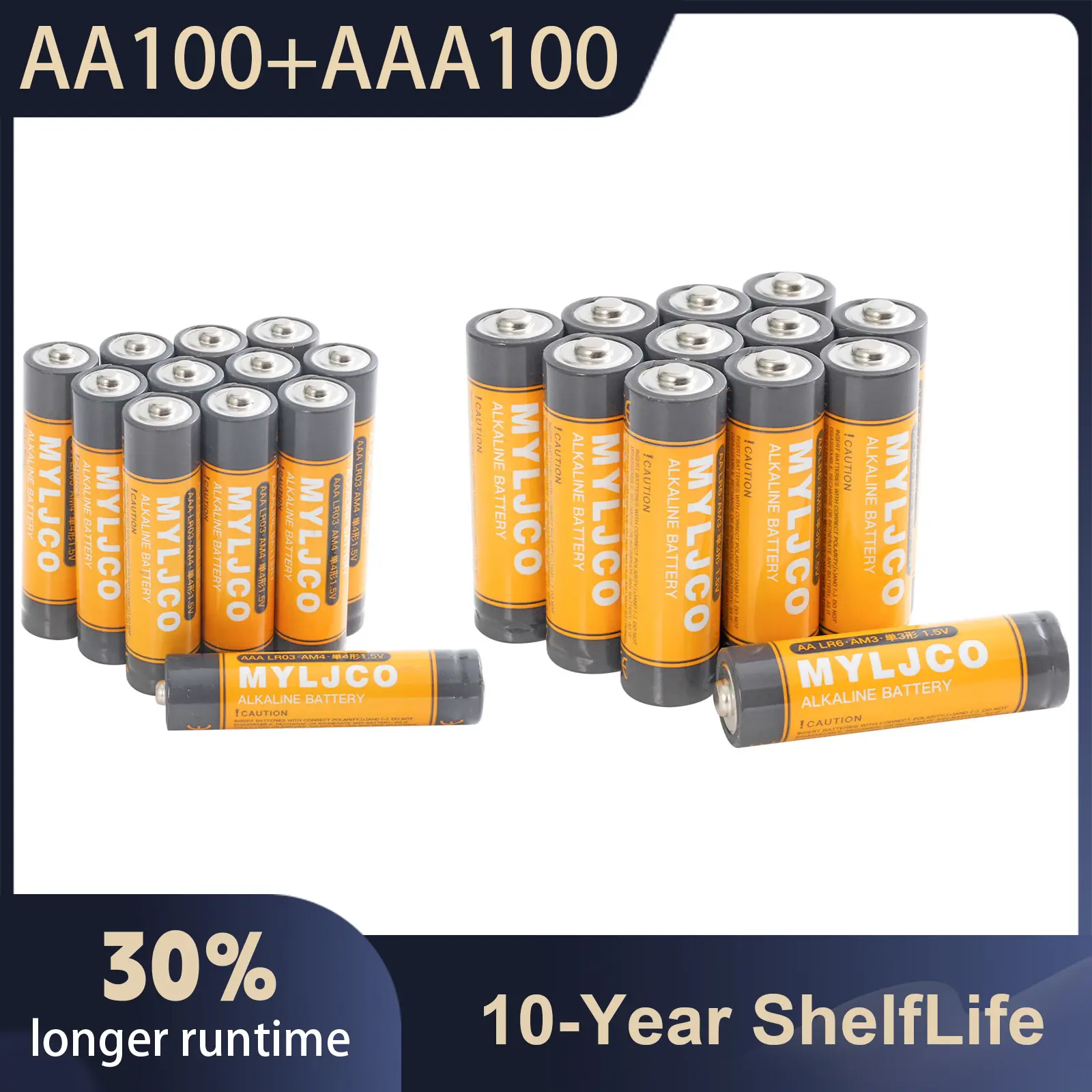 MYLJCO 1.5V Non-Rechargeable Alkaline AA/AAA High Capacity Replacement Batteries for Remotes, Toys, Daily Household Electronic Devices, High Capacity Battery