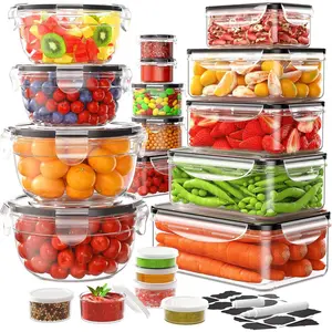 40 Piece Food Storage Containers with Lids(20 Containers & 20 Lids), BPA-Free Plastic Food Containers for Kitchen Storage and Organization, Leak Proof Meal Prep Container, Includes Labels & Pen