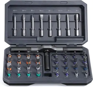 【SummerVibes】42-In-1 Compact Multi-Purpose DIY Repair Tool Kit Set with Detachable Ratchet Handle, Torx Screwdriver Bits, Magnetic Bits, Screw Extractor and Tool Box, for Computer, Phone Repair