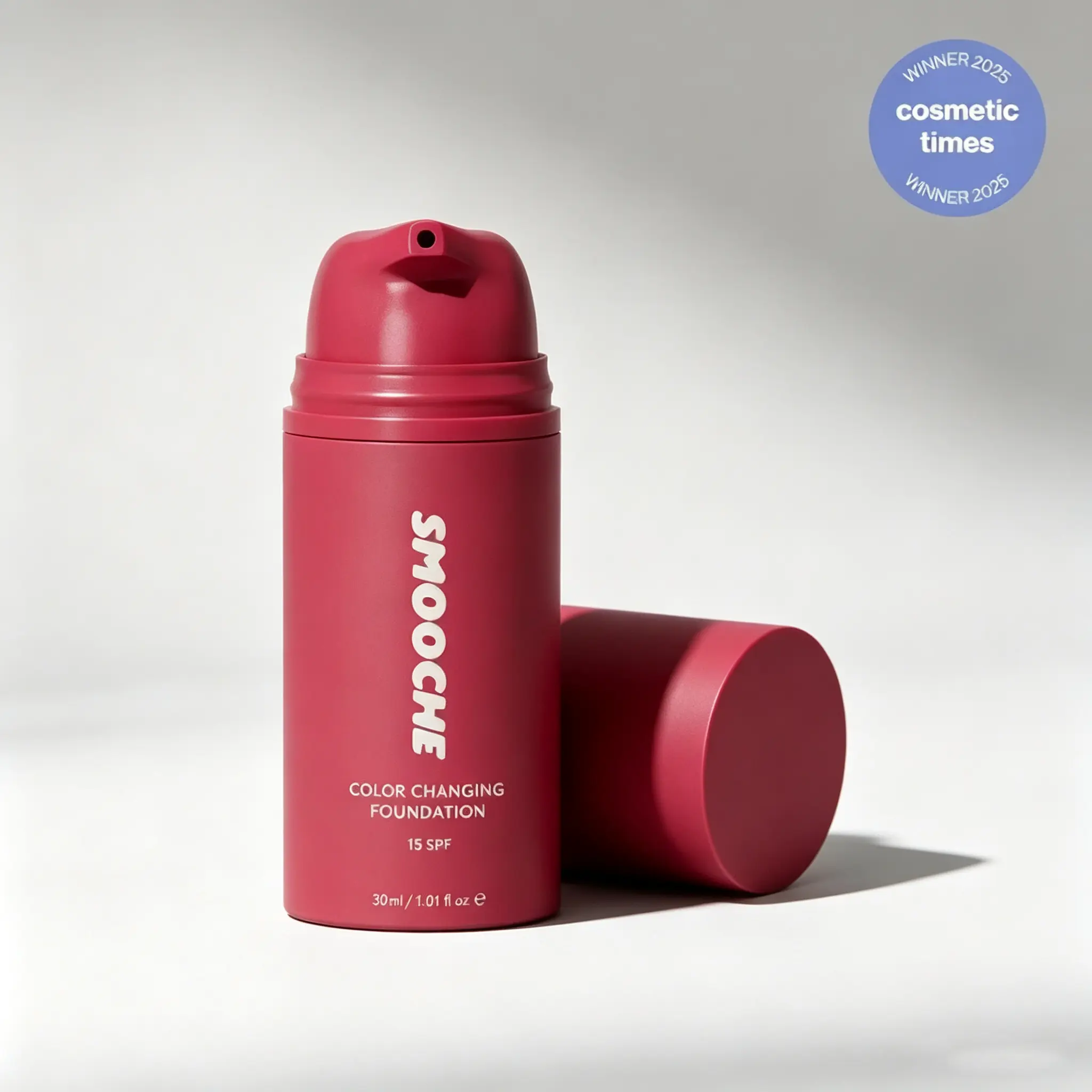 Smooche Color Changing Liquid Foundation with SPF15, Weightless Vegan Flawless Skin Tone-Adaptive Makeup, Hydrating Second-Skin Base for Daily Sun Protection & Imperfection Blurring