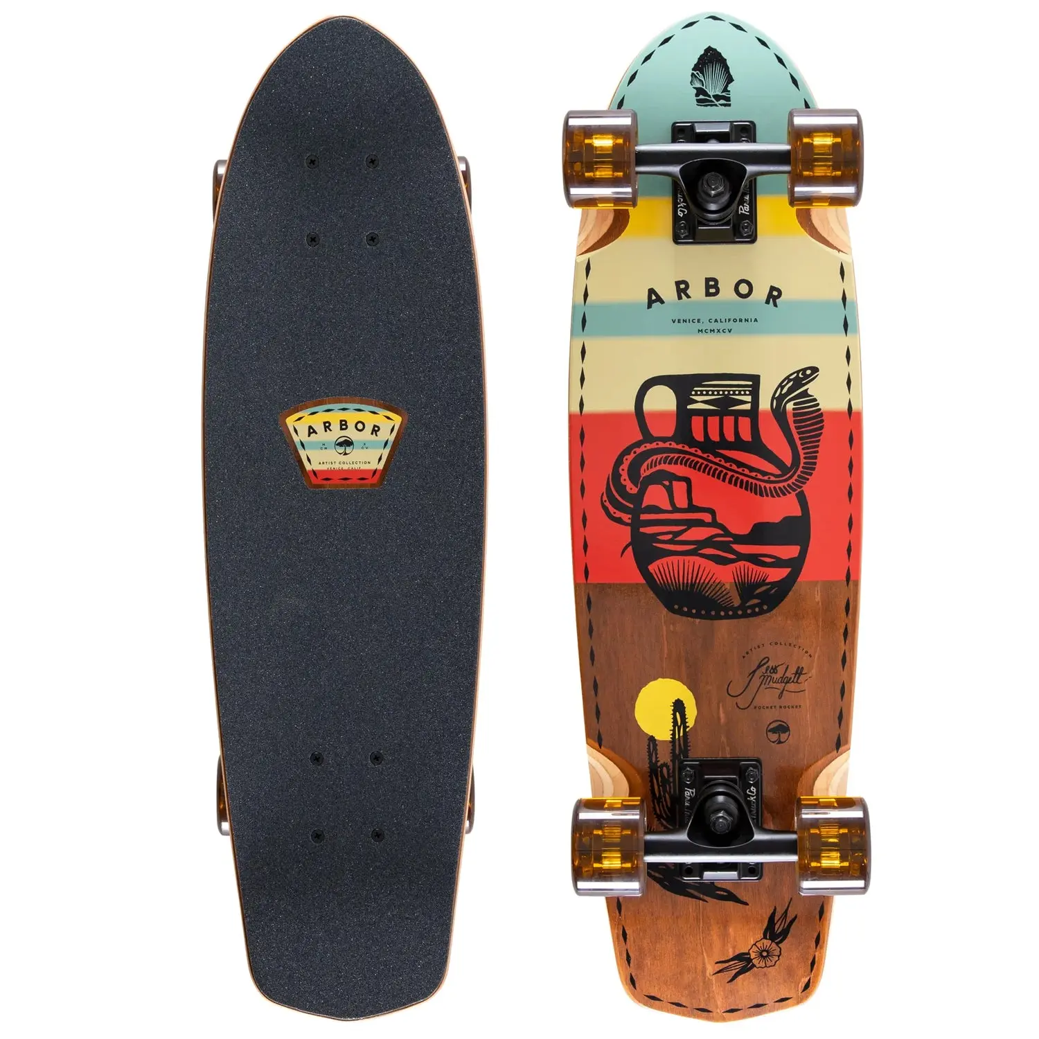 Arbor Longboards Cruiser Complete Mudgett Artist Pocket Rocket 7.75" x 27"