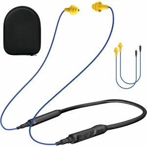 Bluetooth Earplug Headphones, Neckband Ear Protection Work earbuds-29db Noise Reduction Safety Headphones with Replacement Buds,19+Hour Battery for Lawn Mowing DIY(Blue)