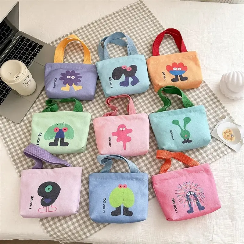 Mini canvas handbag for walking, small tote bag, canvas handbag, women's bag, small size mom bag, maternity and baby bag for outings