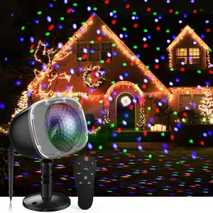 Christmas Halloween Projection Light Outdoor Edition, 15 Colors Rotating Snow Effect, Remote Control, Landscape Lighting for Home Garden Party Decor, Outdoor Lights