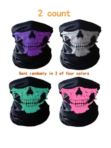 Random Skull Face Masks for Work and Halloween, Seamless Neck Gaiter and Balaclava Hat, Motorcycle Facial Cover for Outdoor Sports