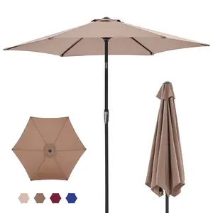 7.5ft Patio Umbrella with Tilt and Crank Button & 8 Sturdy Ribs Waterproof, Patio Table Umbrella Perfect for Poolside, Terrace, Beach and Outdoor Restaurant
