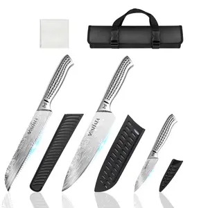 MOSFiATA 6-piece knife set, a Japanese stainless steel kitchen knife set, equipped with an Oxford cloth storage bag, which can be washed in the dishwasher and is suitable for outdoor use.