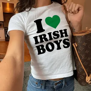 I Love Irish Boys Baby Tee Shirt St Paddy St Patricks Day Trendy Baby Tee 90s Coquette Shirt