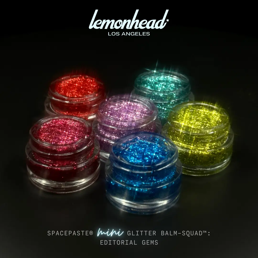 Lemonhead LA SPACEPASTE Editorial Gems | 6-Piece Mini Glitter Gel Collection | Bright, Bold, Jewel Tones for Eyes & Lips