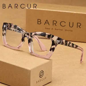 BARCUR Thick Frame Square Reading Glasses, Fashion Leopard Print Combination Frames, Unisex Multi-Color, Adjustable Strengths, Holiday Gift, High Quality Eyewear, Reading Eyeglasses