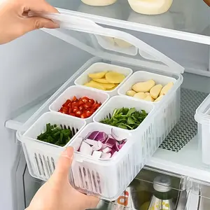 3 in 1 Food Storage Box, 1 Set Food Fruit Drain Storage Box, Kitchen Storage Organizer for Onion, Ginger, Fruit, Vegetable, Fridge Storage Organizer