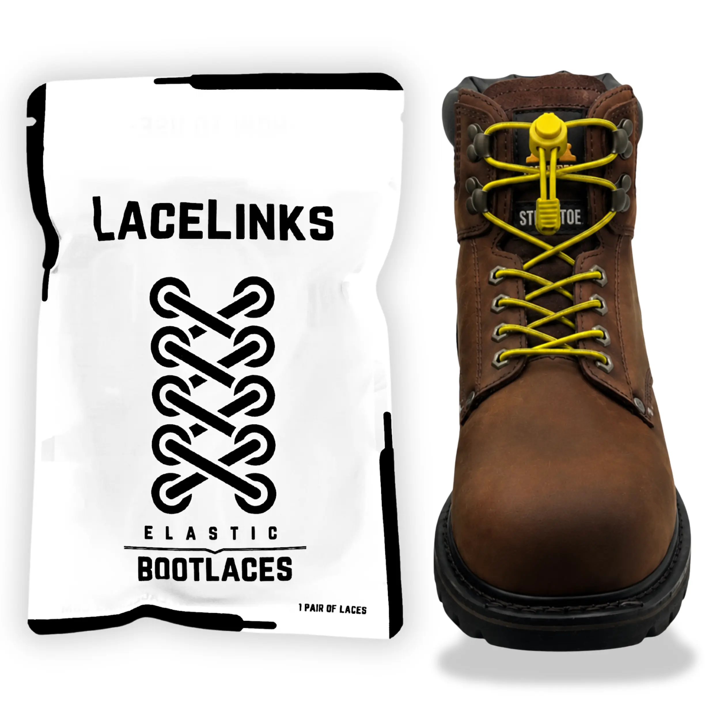 Lacelinks Elastic Bootlaces - High Strength Polyester - Cut to Length 98in Shoelaces Boot Straps