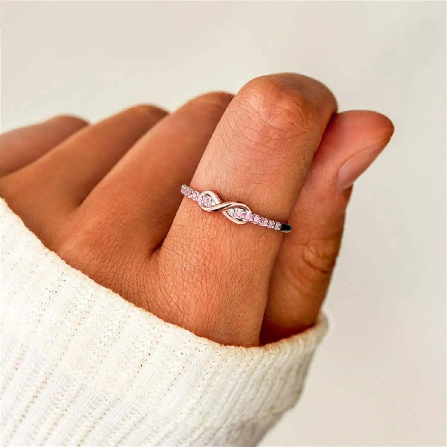 2PCS Pink Infinity Love Promise Rings for Best Friends - Symbolic Costume Jewelry Accessory, Promise Ring