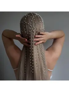 New Pearl Hairband Versatile Chic Boho Fairy Fringe Hairband with High-End Feel, Evening Dress Accessories Hair Decor, Zigzag Headband