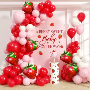 Strawberry Balloons Garland Arch Kit - 153Pcs Different Size Red and Pink Balloons for Girls Sweet One Berry First Birthday Baby Shower Valentine's Day Strawberry Party Decorationsvalentine's day decor