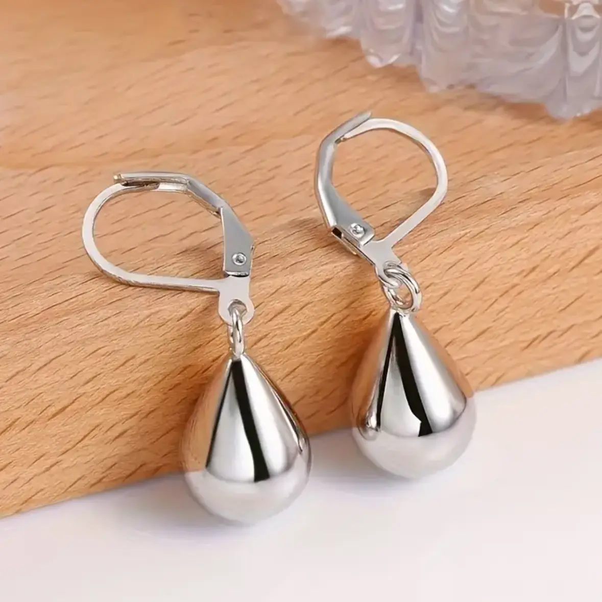 Women's Silver-Plated Water Drop Earrings - Coated Surface, Hypoallergenic Pendants, Stylish Delicate Costume Jewelry, Suitable for Everyday Wear & Special Occasions, Holiday Gift Ready, Accessories, Elegant