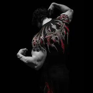 High Elasticity & Quick-Dry Dark Gothic Print Men's Muscle Tee, 2026 Summer Gym Tank Top for Bodybuilding Training, Breathable Workout Gear