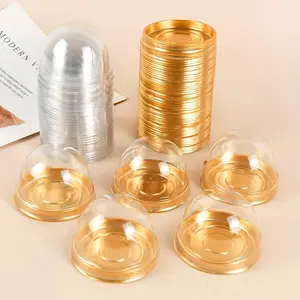 50 trays+50 lids circular transparent mini dessert cake box Bakeware Utensils - suitable for wedding, party, Event supplies, Christmas gifts, candy and chocolate packaging plastic OPP baking container