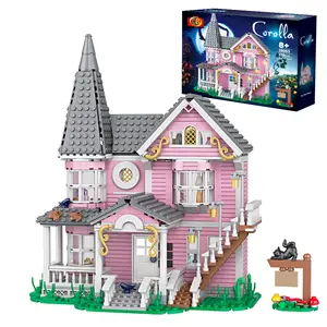 HEGOAI Pink Palace Building Blocks Set, Halloween Gift, Christmas Gift, Suitable for Adult Building Blocks Birthday Gift