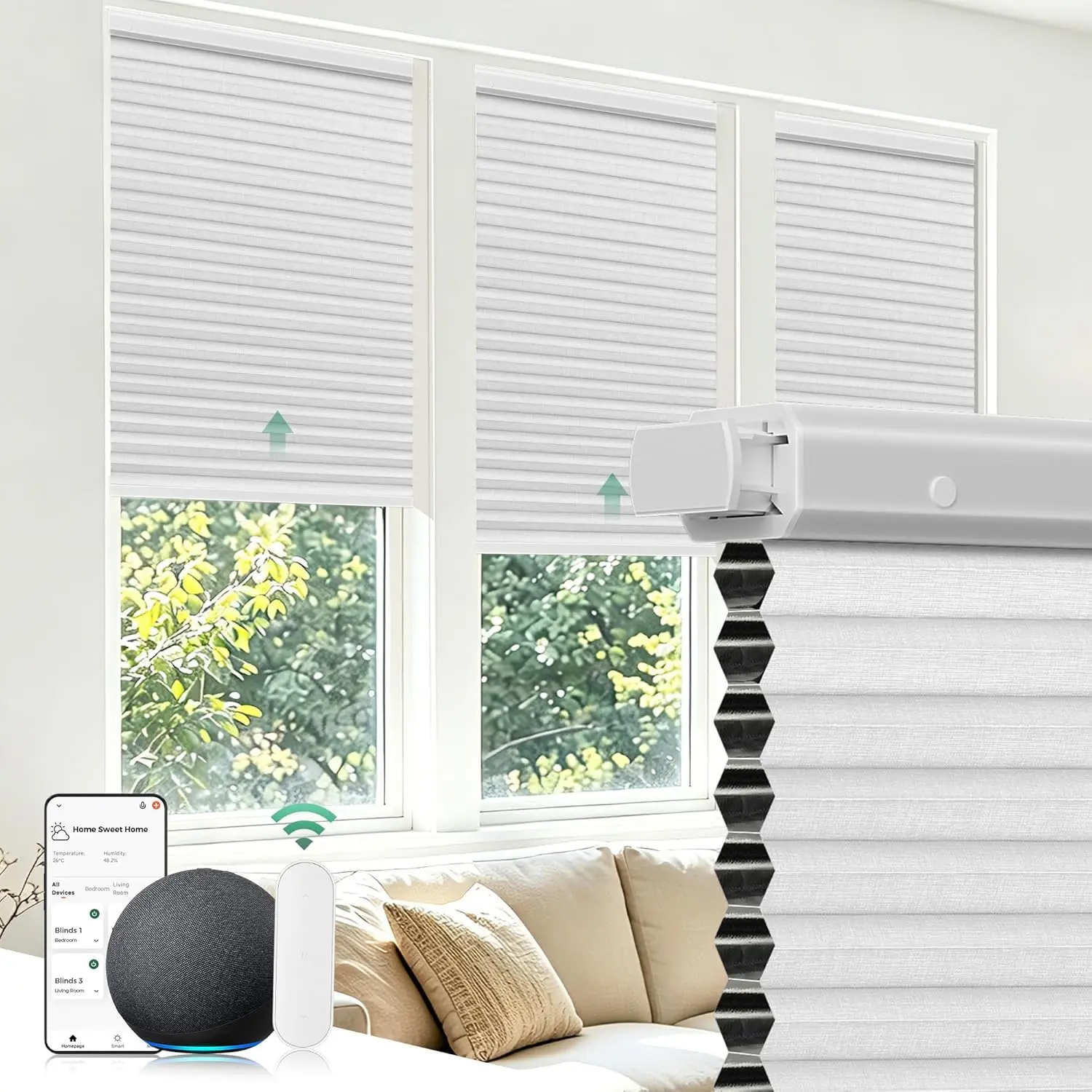 Allesin Top Down Bottom Up Honeycomb Blinds No Drill Cellular Shades Cordless Thermal Insulated Free Stop Window Shades